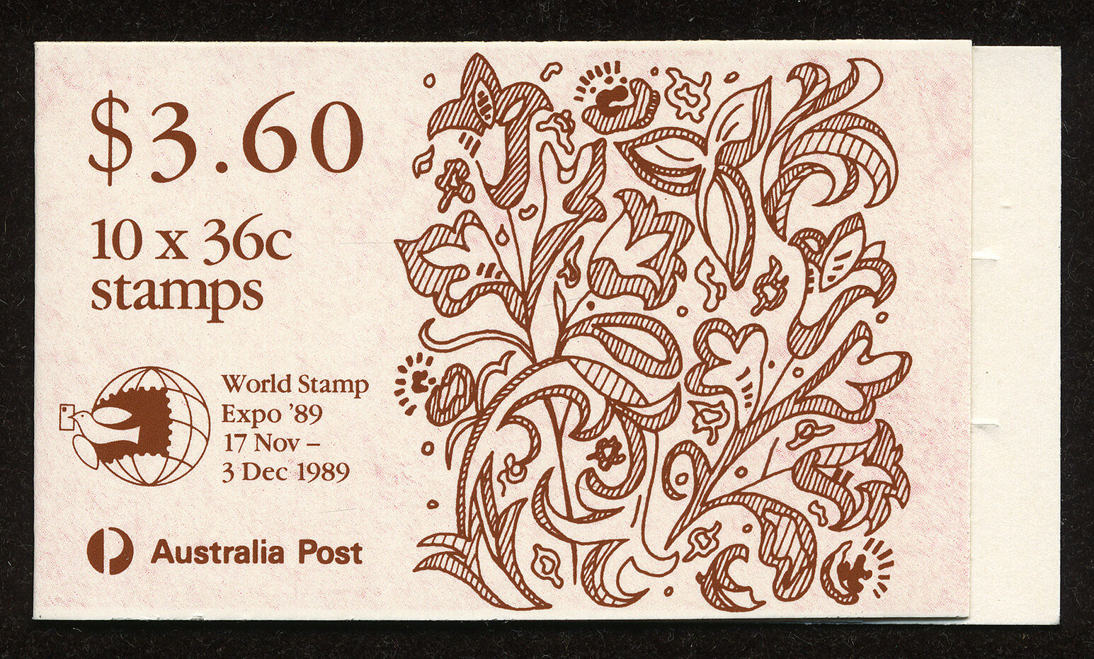 Australia Christmas 89 Stamp Booklet Scott # 1159a With World Stamp Expo 1989 Op