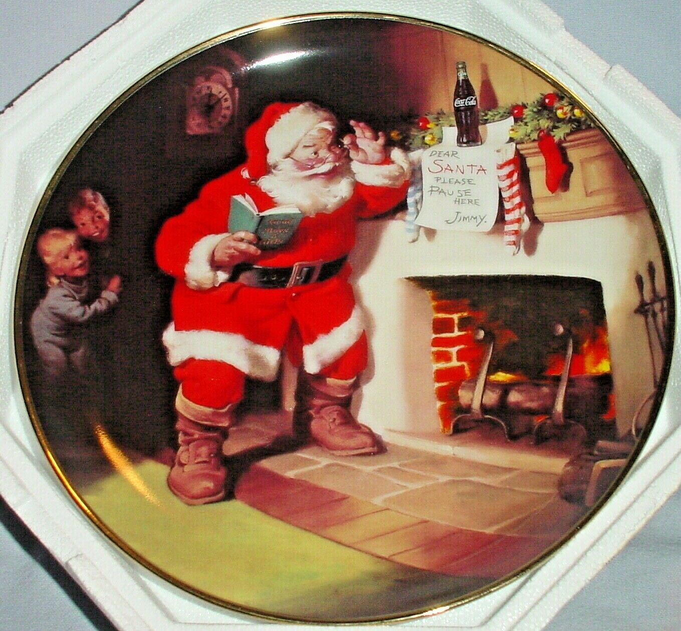 Coke Santa Plate The Pause That Refreshes 8" Franklin Mint 1993 Coca Cola Hb7876
