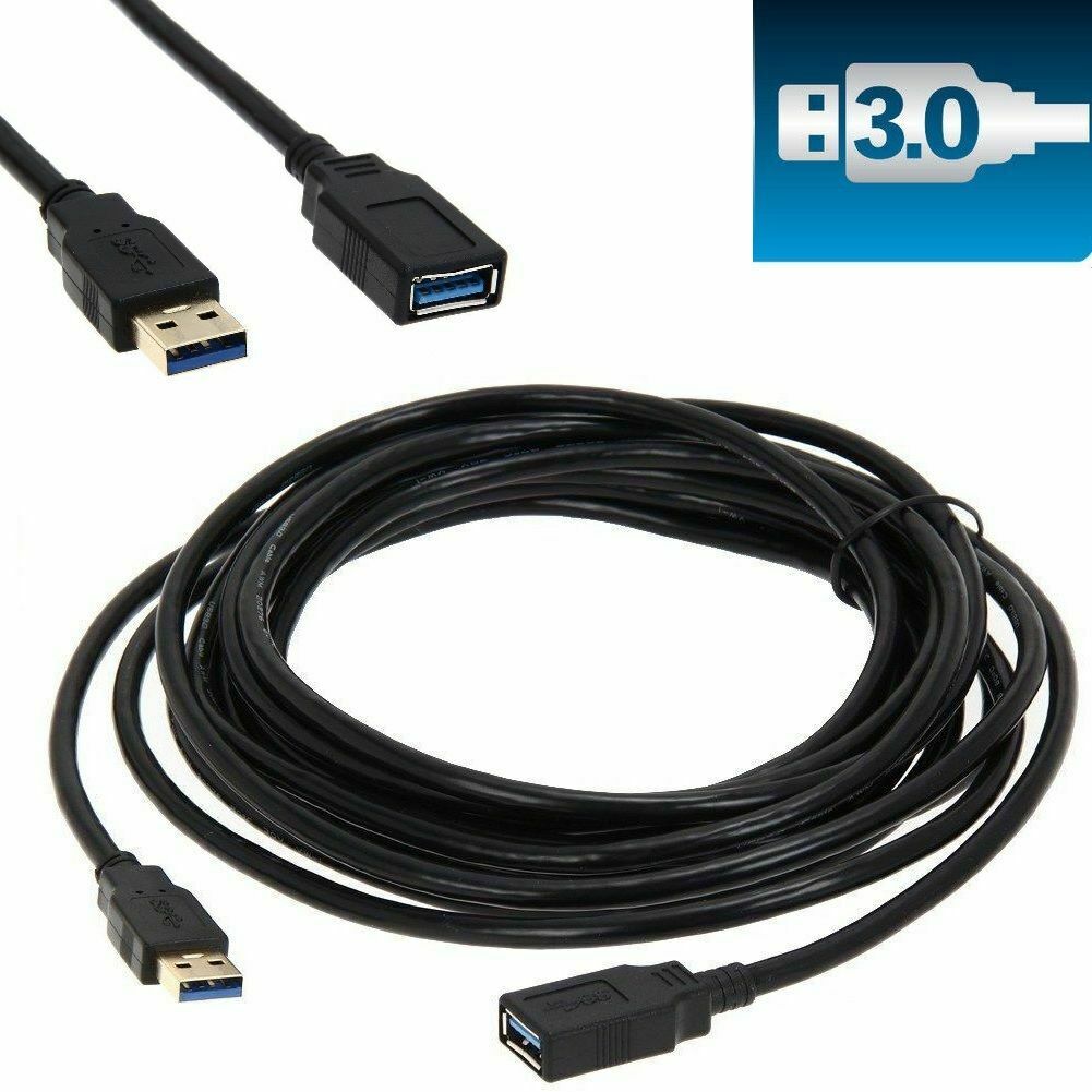 Usb 3.0 Extension Extender Cable Cord M/f Standard Type A Male To Female Black