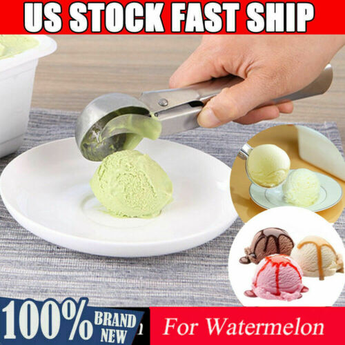 Ice Cream Ball Scoop Spoon Stainless Steel Solid Fruit Cookie Making Tools Us