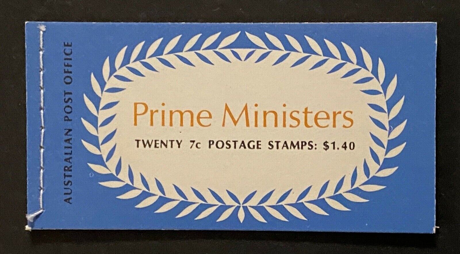 Stamptlc Australia 514a 517a Prime Ministers 7c Pane Entire Booklet March 8 1972